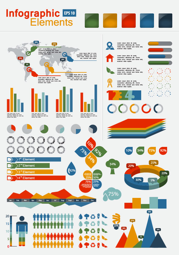 Set of Infographics and chart elements vector 01  