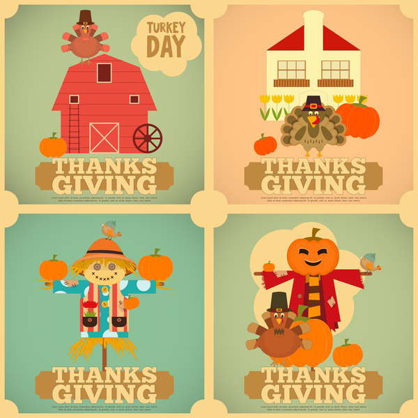 4 Kind thanksgiving poster template vector  