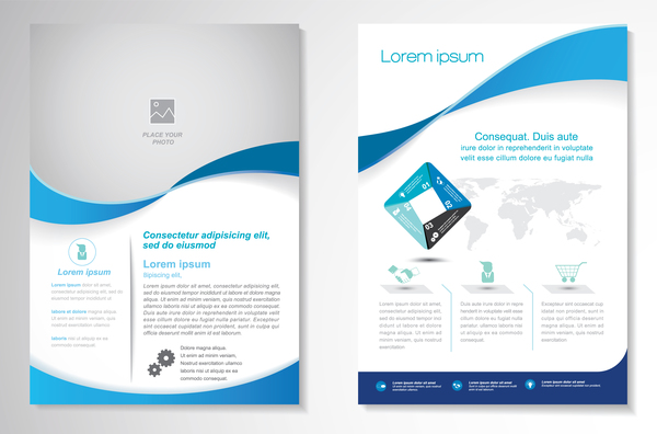 Abstract business flyer with brochure cover template vector 06  