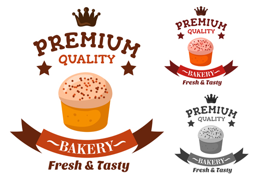 Bakery and pastry shop labels vector 03  