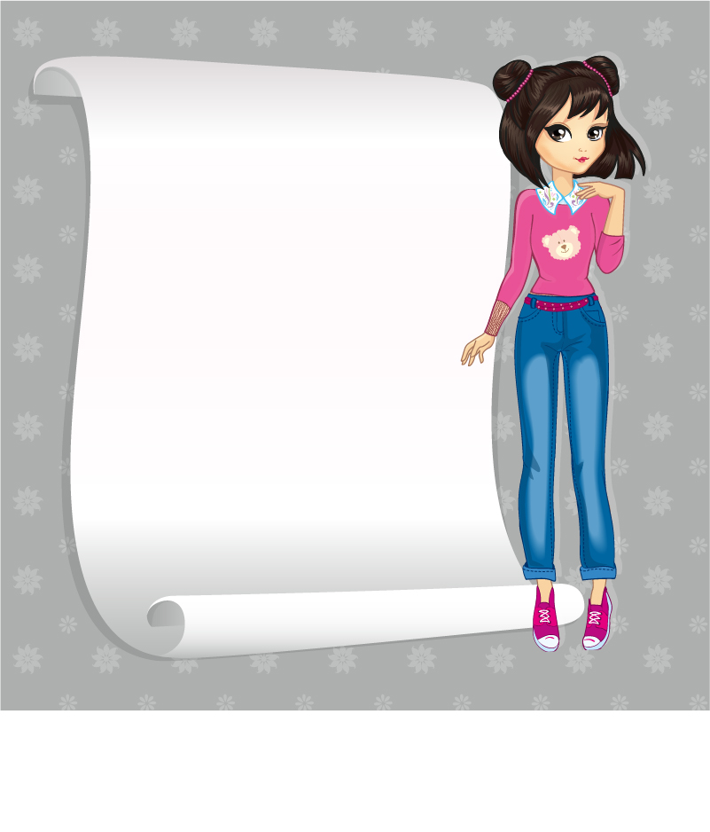 Beautiful girl with blank paper vector 20  