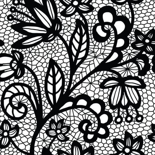 Beautiful lace black pattern vector 06  