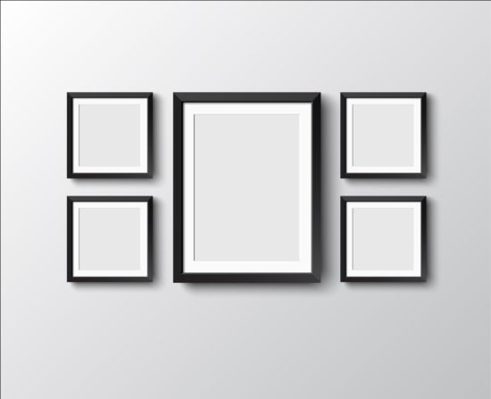 Black photo frame on wall vector graphic 04  