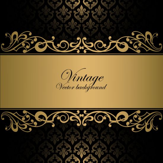Black with golden decor background vector 01  