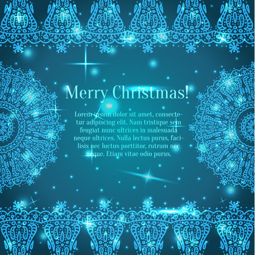 Shiny Blue Merry Christmas cards design vector 03  
