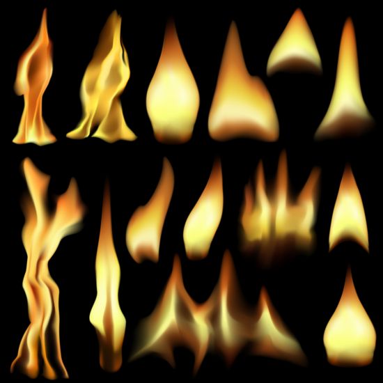 Bright fire flame illistration vectors set 08  