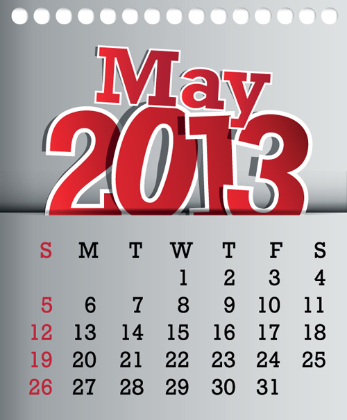 Calendar May 2013 design vector graphic 05  