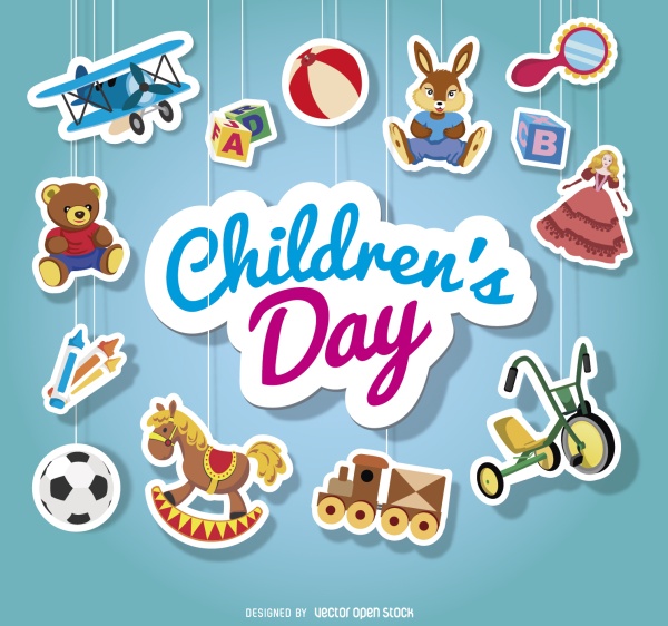 Childrens day hanging ornament stickers cute vector  