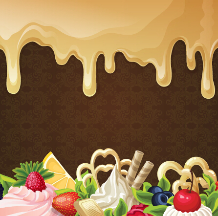 Chocolate with dessert sweets vector background 01  