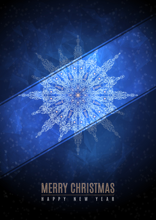 Christmas blue background with snowflake pattern vector 03  