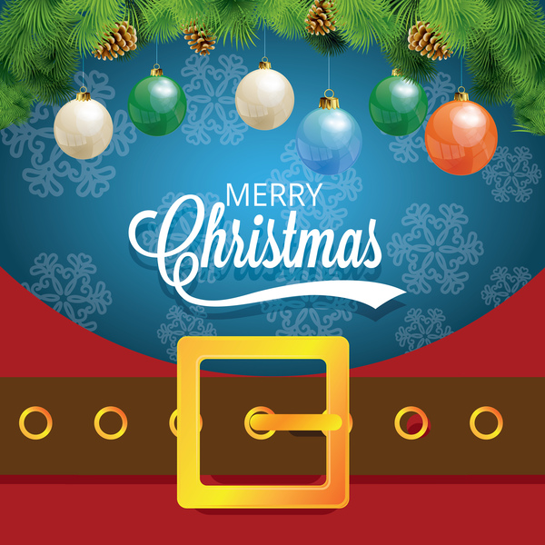 Christmas greeting card with belt buckle vector 06  