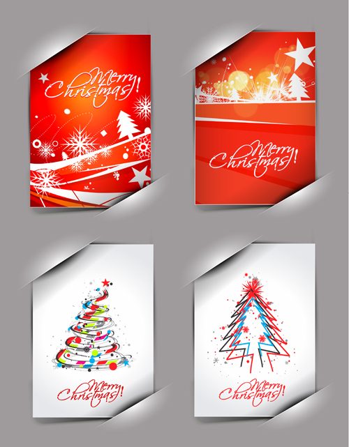 Elements of Abstract Christmas cards design vector 02  