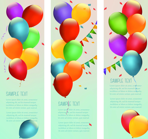 Colored balloons holiday banner vector 02  
