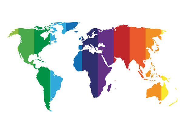 色の世界地図デザインのベクトル セット 02  