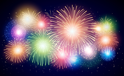 Colorful fireworks holiday celebratory vector 05  