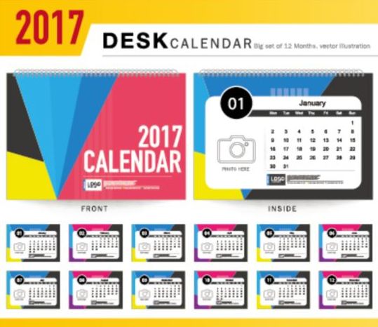 Firma 2017 Schreibtischkalender Design Vektorvorlage 07  