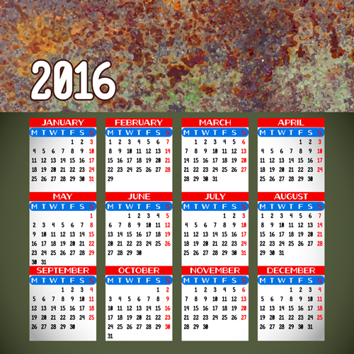 Company gird calendar 2016 set vectors 09  