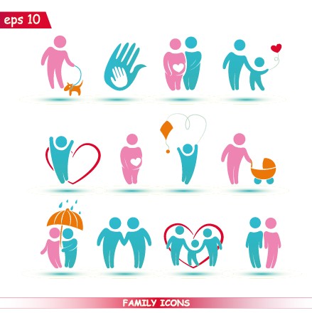 Creative family icons design graphic vector  