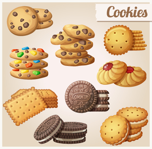 Delicious cookies vectors design 01  