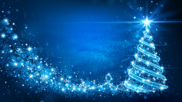 Dream christmas tree with blue xmas background vector 01  