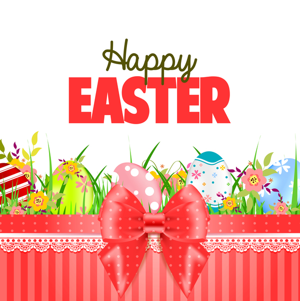 Easter card with beautiful bow vector material 06  