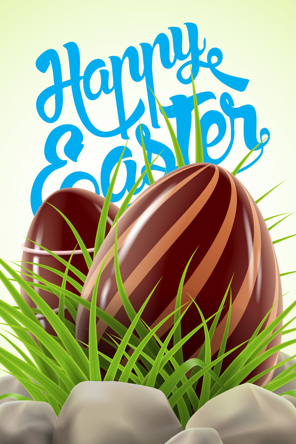 Easter card with chocolate egg vector 01  