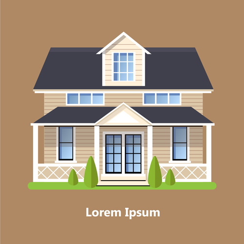 Flat style houses creative template vector set 06  