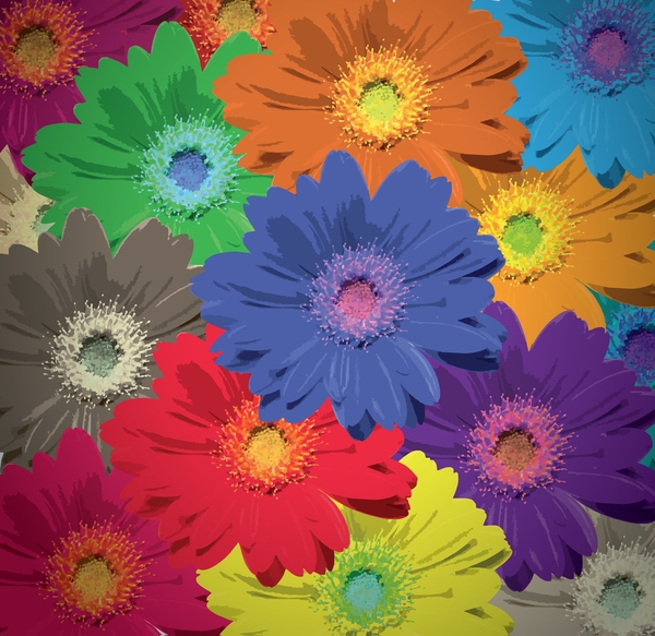 Blume blühen Farben Hintergrund Grußkarte Vektor  