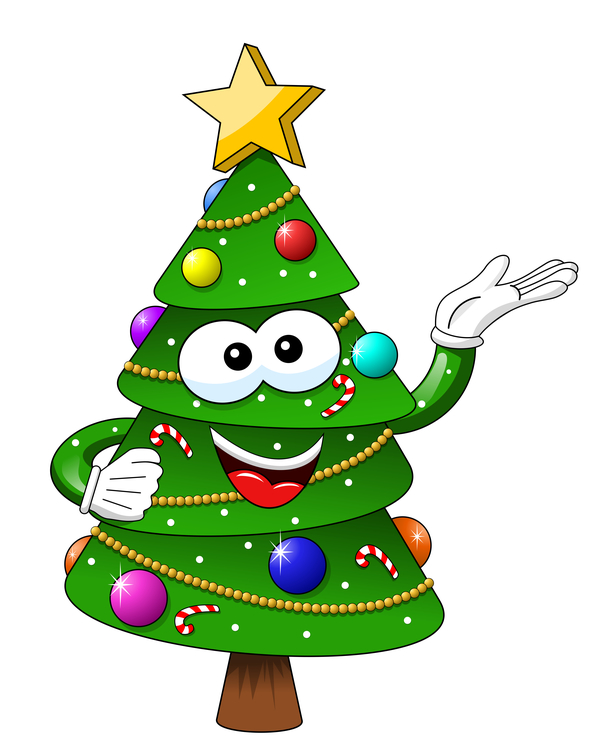 Funny cartoon christmas tree vector 06  