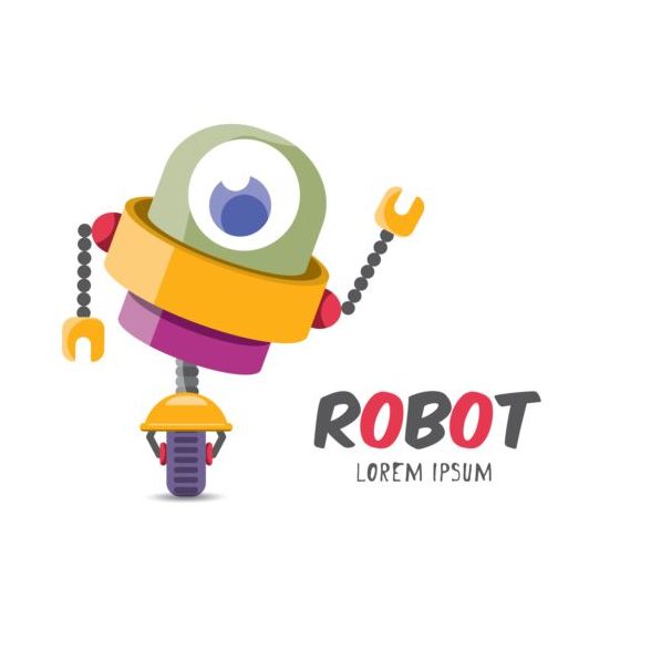 Lustige Roboter Cartoon Vektoren set 11  