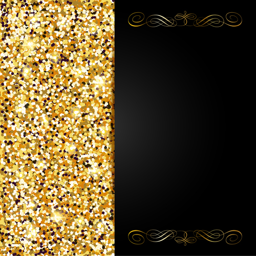 Golden with black VIP invitation card background vector 01  