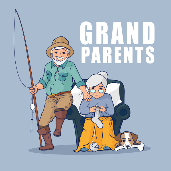 祖父母と犬のベクトル  