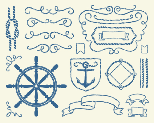 Hand drawn nautical elements vector material 02  