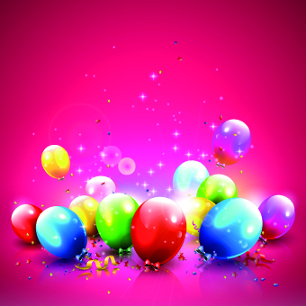 Happy birthday colored balloon creative background 01  