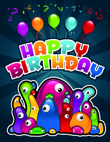 Happy birthday balloons of greeting card vector 05  