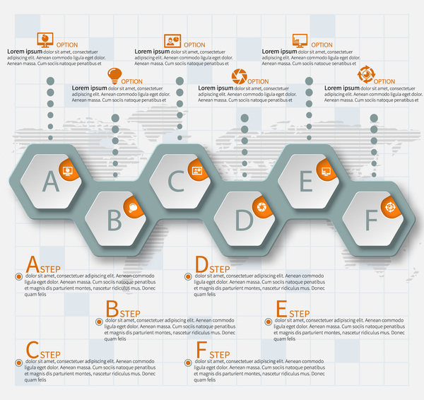 Honeycomb business infographics template vectors set 10  