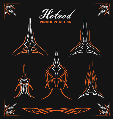 Hotrod pinstripe vector illustration set 06  