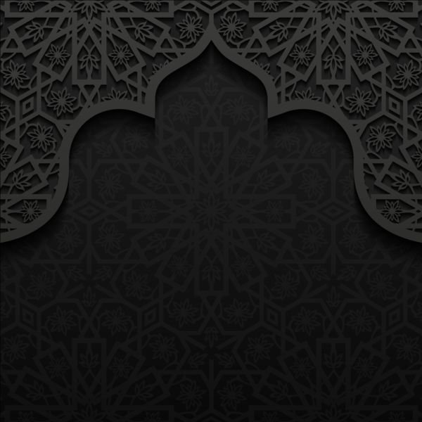 Islamic mosque with black background vector 06  