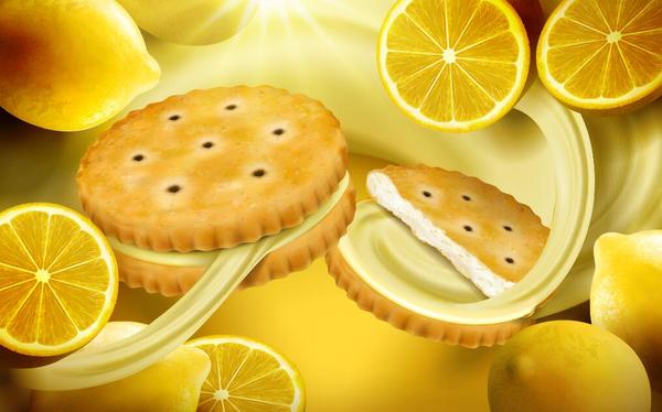 Lemon cookies poster vectors 06  