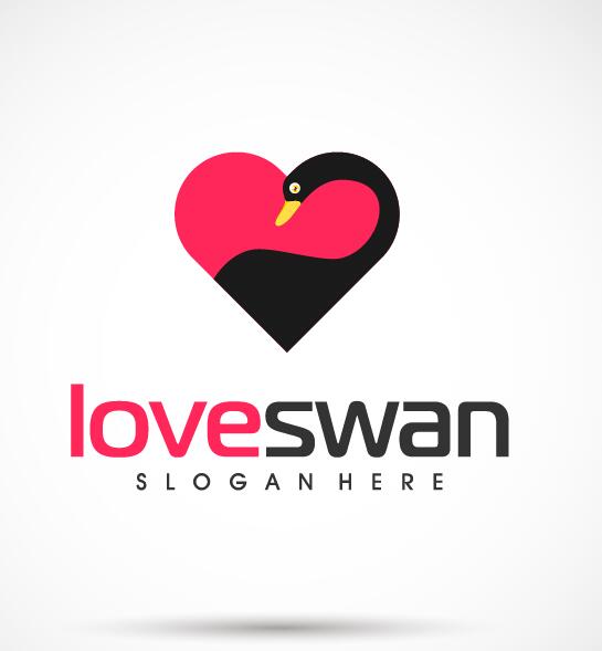 Love swan logo vector  