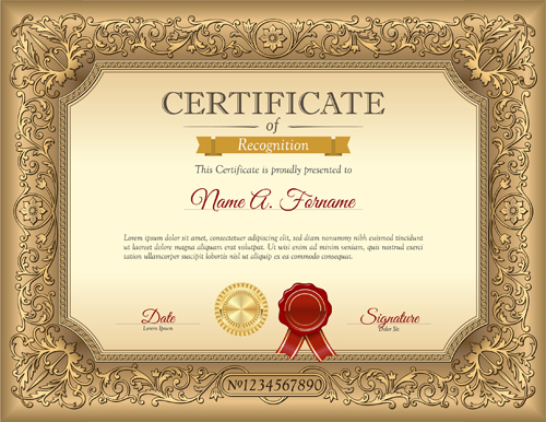 Luxury golden certificate template vector  