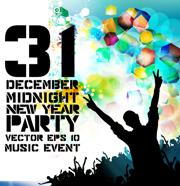 Midnight new year party flayer vectors template 08  