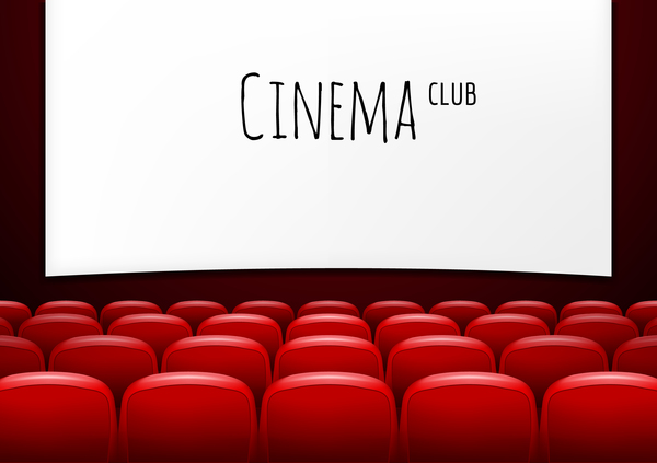 Movie theater background with red seats vector 04  
