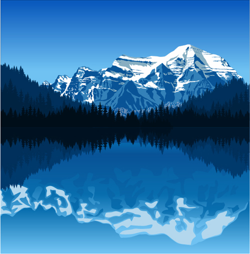 Mysterious snow mountain landscape vector graphics 09  