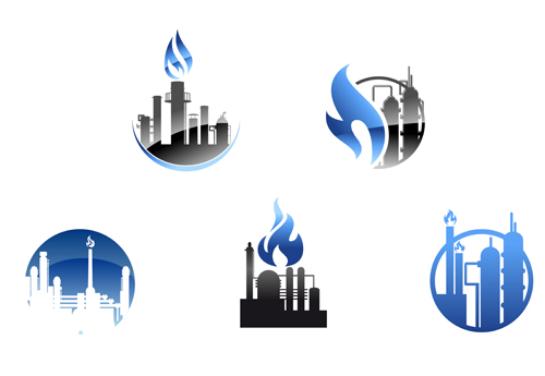 Oil refinery industry logo vector 03  