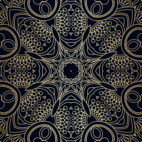 Ornamental flowers gold with silver vector background 02  