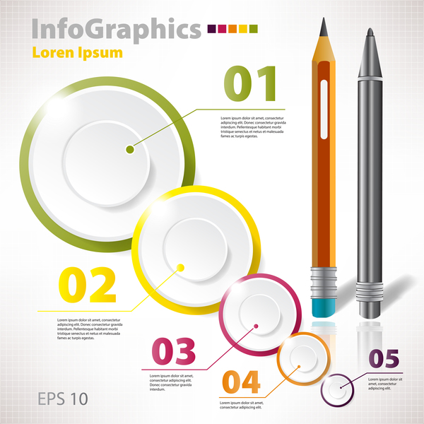 Pen with circle light infographic vector  