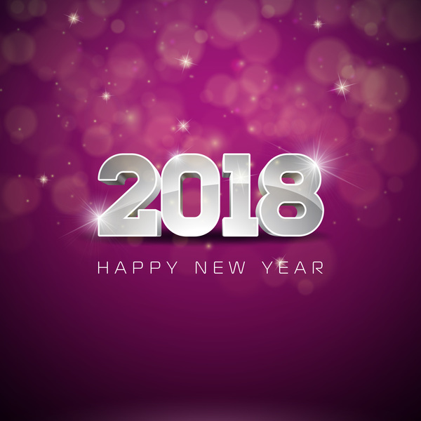 Purple 2018 new year background design vector  