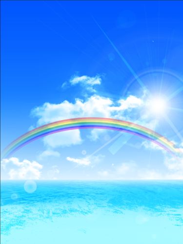 Rainbow with sea vector background 02  