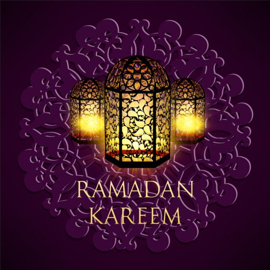 Ramadan kareem purple backgrounds vector set 13  